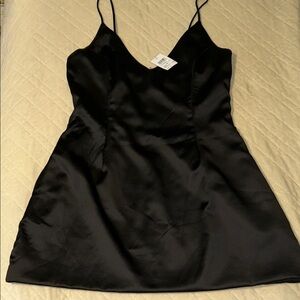 Better Be Black Satin Mini Dress
